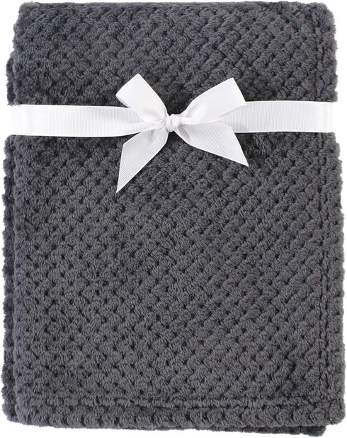 Hudson Baby Unisex Plush Waffle Blanket, Charcoal, One Size
