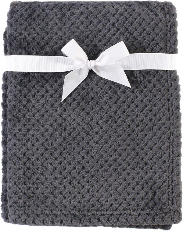 Hudson Baby Unisex Plush Waffle Blanket, Charcoal, One Size