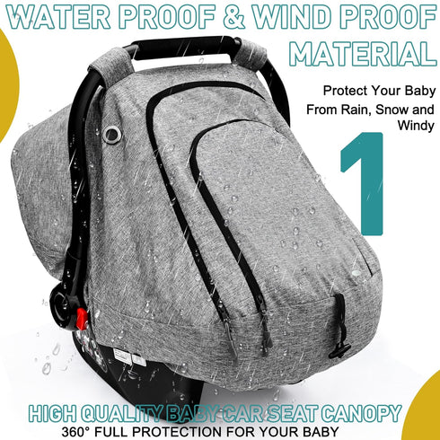 Cozy beatoutou Baby Car Seat Cover,Patented Waterproof Baby Carseat Cover for Boys & Girls,Infant Car Seat Cover Canopy