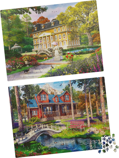 2-Pack of 1000-Piece Jigsaw Puzzles, Pine Cabin & Summer Estate | Puzzles for Adults and Kids Ages 8+, Amazon Exclusive