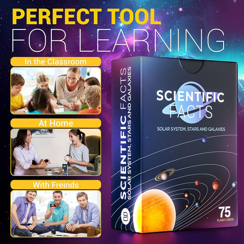 75 Space Flash Cards - STEM Learning Resource for Astronomy, Solar System, Stars, Galaxies, Planets