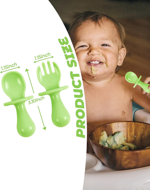 6 Pcs Baby Spoons and Forks for Baby Led Weaning, Toddler Utensils for Self-Feeding