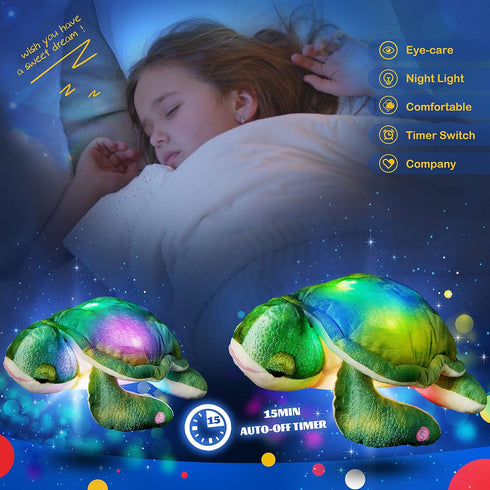 14'' Glow Guards Light up Sea Turtle Stuffed Animal Ocean Life Soft Plush Toy Pillow with Lullabies LED Night Lights
