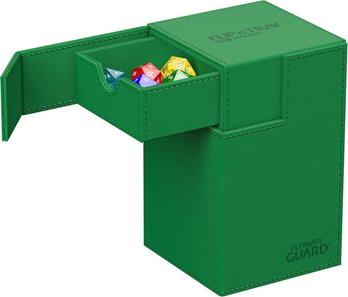 Ultimate Guard Flip 'n' Tray 100+ Deck Case for 100 Double-Sleeved TCG Cards + Dice Tray, Green