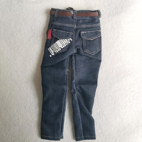 1/6 Custom Scale Clothes - T-Shirt + Jean Trousers for 12" Male Action Figure Doll Clothes (White)