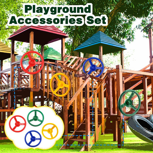 Steering Wheel Playset - Plastic Swingset Steering Wheel for Kids Outdoor Garden Playground Accessories (Red, Blue,