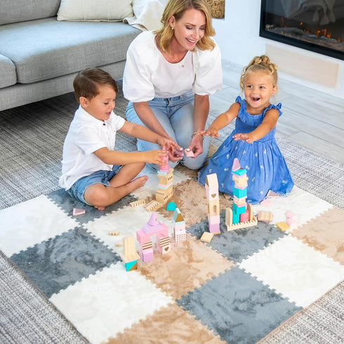 16 49" 49" Piece Carpet Squares Puzzle Mat x Plush Interlocking Carpet Tiles, Foam Floor Tiles for Baby Play Mat - Kids