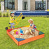 Bottomless 4 3+ HONEY JOY Kids Wooden Sandbox, Outdoor Sand Pit with Built-in Corner Seating, Cedar Backyard Sand Boxes