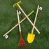 Set 4-Piece HEY! PLAY! Kids Gardening Mini Garden Tools with Wood Handles Child-Sized Shovel, Rake, Hoe, and Tined Hoe