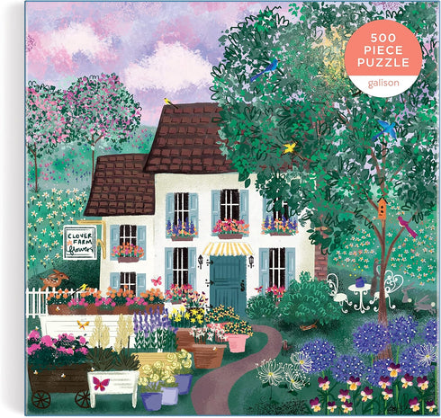 500 Piece Puzzle - Galison Garden Path with Bright Artwork of Country Cottage and Plant Path