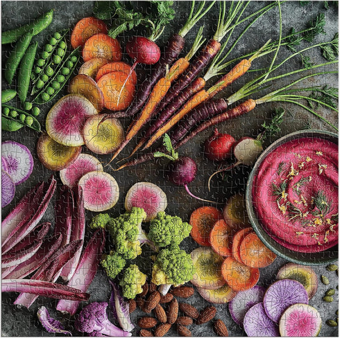 Galison The Garden Board – 500 Piece Puzzle Fun and Challenging Activity with Bright and Bold Artwork of Fresh Garden Vegetables for Adults and Families