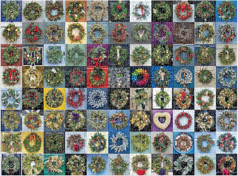 Galison Handmade Wreaths – 1,000 Piece Puzzle with Bright and Bold Artwork of Wreath Collection