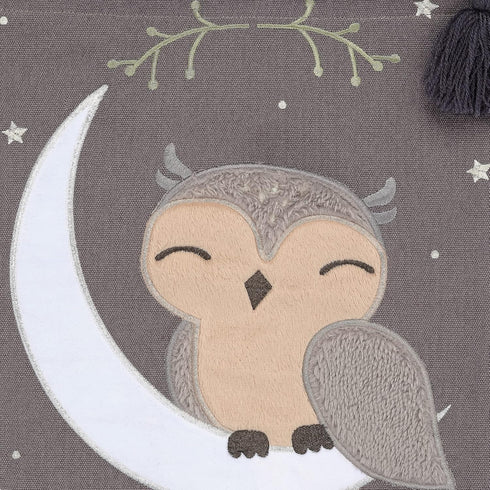 Gray Owl Canvas Nursery Banner - Adorable Wall Hanging