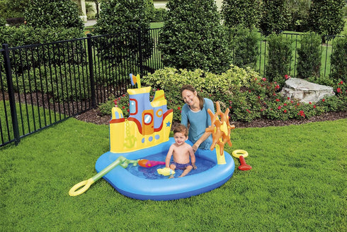 H2O GO H2OGo! Summer (6 Set) Tug Boat Inflatable Splash Pad - Kids Water Toy for Backyard Water Play - Inflatable Water
