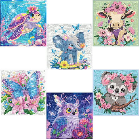 ADEFCSD 6-piece Set 5D Adult Diamond Painting Set, Suitable for Children Beginners, Cute