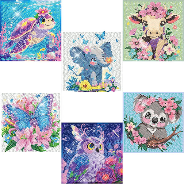ADEFCSD 6-piece Set 5D Adult Diamond Painting Set, Suitable for Children Beginners, Cute