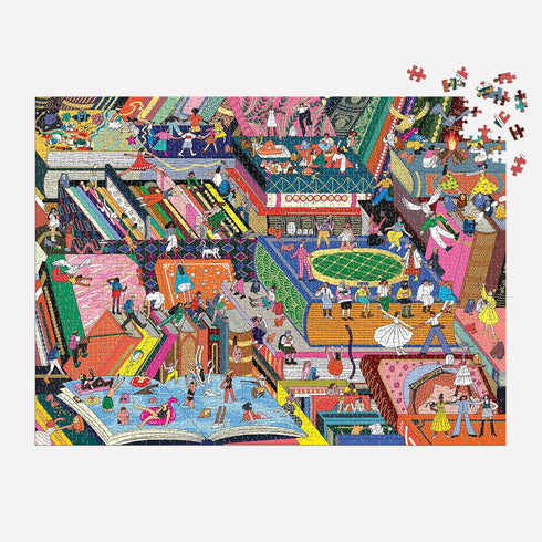 Galison Novel Neighborhood 1000 Piece Foil Puzzle, Bright Literature and Iconic Books Artwork for Adults