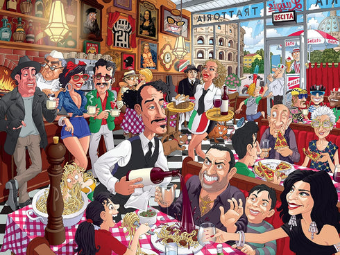 Ceaco - 550 Piece Jigsaw Puzzle - Funny Faces - Italian Restaurant