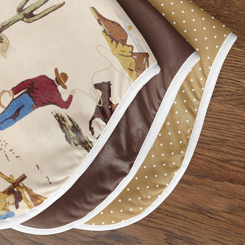 Country 3 Pack Set Sweet Jojo Designs Western Cowboy Baby Boy Absorbent Burp Cloths for Infant Newborn - Red Blue Tan