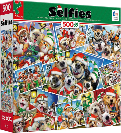 Ceaco - 500 Piece Jigsaw Puzzle - Howard Robinson - Selfies - All The Dogs & Cats