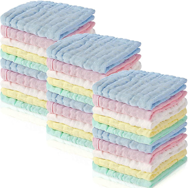 Chumia 30 Pcs Baby Muslin Washcloths Muslin Burp Cloths Baby Towel Natural