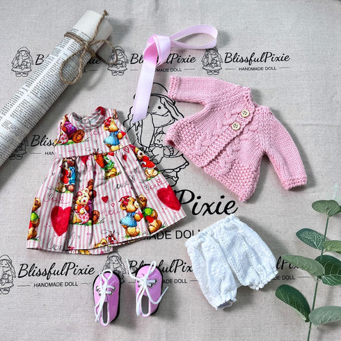 Handmade Waldorf Doll Clothes 12 Inch Clothing Set, Pretty Box Girl Christmas Birthday Present - Autumn's Accessories