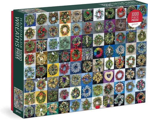 Galison Handmade Wreaths – 1,000 Piece Puzzle with Bright and Bold Artwork of Wreath Collection