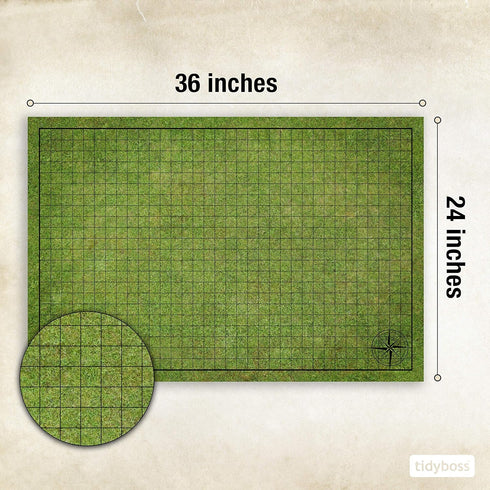 Set 3 24x 36 6 Tidyboss DND Starter | X Double Sides Game Grid Mat | Terrains Includes Dry Erase Markers, Eraser, Dice