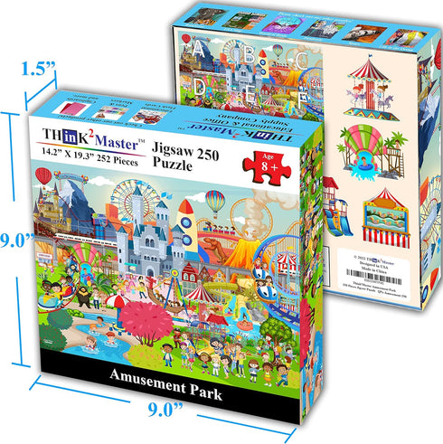 Think2Master 250 Pieces Amusement Park Jigsaw Puzzle - Fun Educational Toy for Kids, Great Gift for Ages 8+