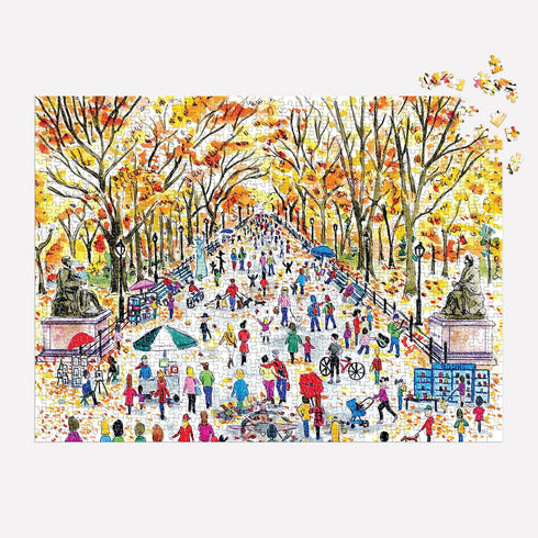 Galison Michael Storrings Fall in Central Park 1000 Piece Puzzle - Bright and Bold Artwork for Adults and Families