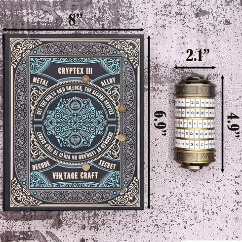 130 Da Vinci Code Mini Cryptex Lock Puzzle Box Vintage-Style Password Puzzle with Riddle Cards, Educational Brain