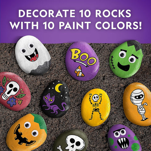 Creepy Creatures Rock Painting Kit: Halloween Arts & Crafts for Kids, Decorate 10 River Rocks with Spooky Supplies