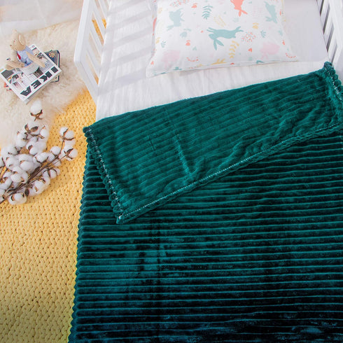 NTBAY Flannel Fuzzy Toddler Blanket, Lightweight Reversible Stripes Design Baby Plush Blanket, 30x40 Inches, Dark Green