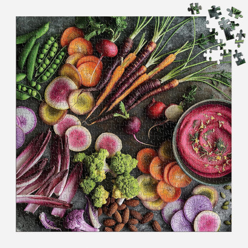 Galison The Garden Board - 500 Piece Puzzle - Fun and Challenging Activity with Bright Garden Vegetables Artwork
