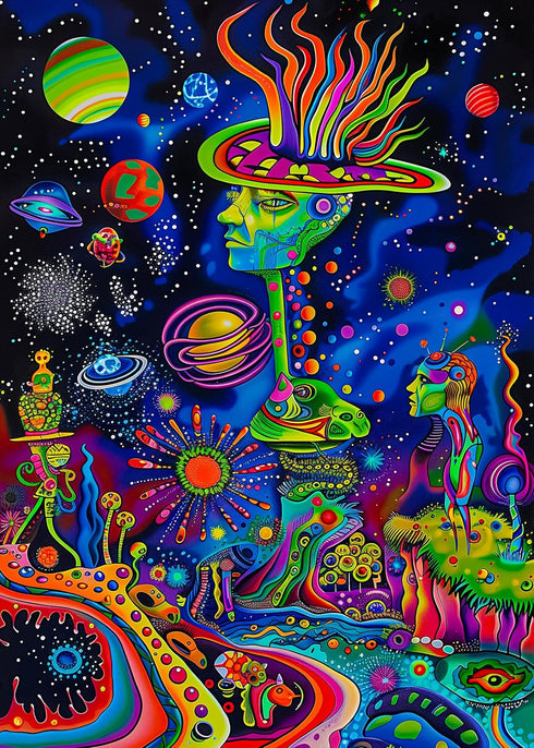 Bgraamiens 1000 Pieces Alien Land Rectangle Puzzle - Fun Graffiti Colorful Jigsaw for Adults and Kids