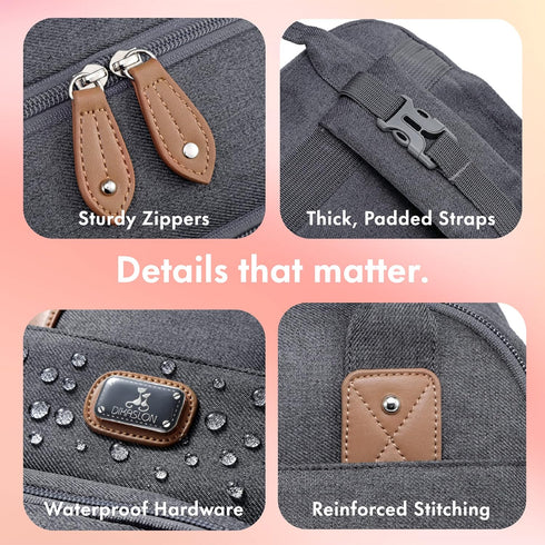 Dikaslon Diaper Bag Backpack - Large Unisex Baby Bags with Portable Changing Pad, Pacifier Case, Stroller Straps