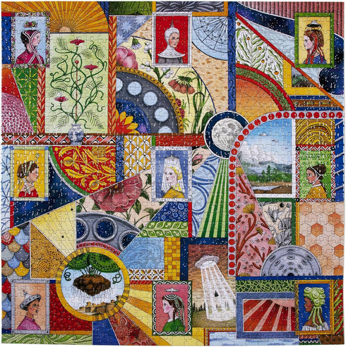 eeBoo: Piece and Love UFO Victorian Ladies - 1000 Piece Adult Square Jigsaw Puzzle for Families, Includes Glossy,