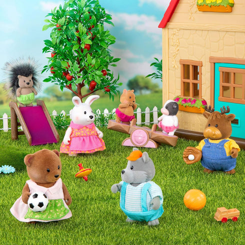 Li’l Woodzeez Classroom & Playground Set - 20Pcs Miniature Dollhouse Furnitures & Accessories for Kids