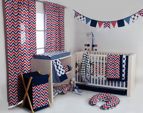Navy/Red Ikat Zigzag/Chevron Nursery Storage Runner