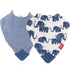 Nuby Reversible 100% Natural Cotton Muslin 3 Piece Teething Bib, Grey/Red/Blue, Arrows/Stripes/Elephants