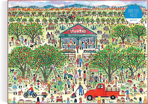 Galison 1000 Piece Puzzle - Michael Storrings Apple Pickin', 27" x 20" Beautifully Illustrated