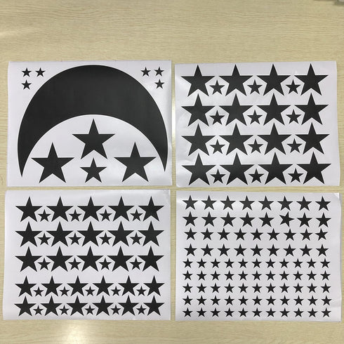 Moon and Stars Wall Decal Vinyl Sticker for Kids Room Decoration - Good Night Nursery Wall Decor (Black)