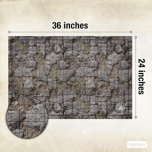 Set 2 4 24x 36 Tidyboss d&d Starter | X Double Sides Terrains Game Grid Mat | DND Accessories Includes Dry Erase