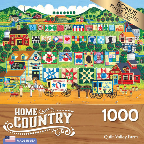 RoseArt - Home Country - Quilt Valley Farm - 1000 Piece Jigsaw Puzzle