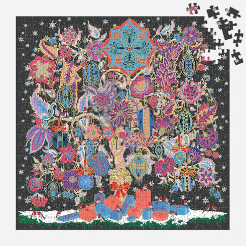 Galison Liberty Christmas Tree of Life - 500 Piece Foil Puzzle with Gold Foil Accents