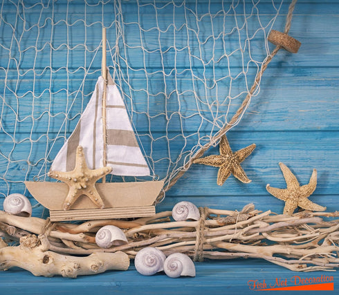 Natural Cotton Fish Net Party Decorations for Nautical, Pirate, Hawaiian Themed Parties