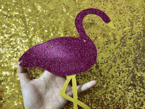 Gold Let's Get Flocked Up Flamingo Party Banner - Hawaii Luau Bachelorette Wedding Birthday Decorations