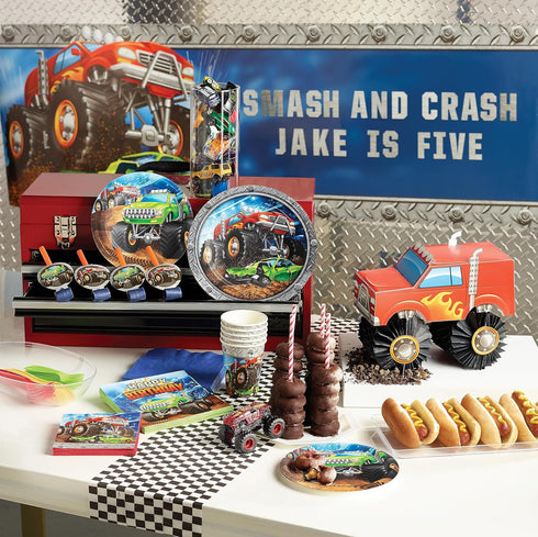 1 8.5" 10" Creative Converting Monster Truck Centerpiece, ct, Multi-colored, x