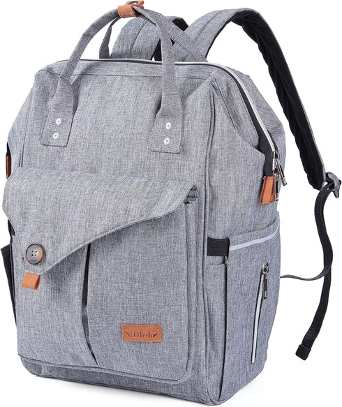 NeoTech Care Diaper Bag Backpack for Baby Girl/Boy, Multifunction Organizing Pockets, Gray