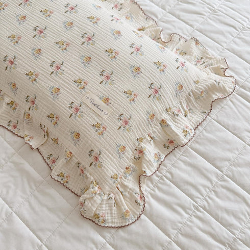 Pillowcase,1 Piece,14"x20" BuLuTu Cotton Muslin Kids Toddler Pillowcase with Cute Azalea Flowers Pattern Super Soft